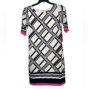Vince Camuto Geometric print sheath dress with short sleeves sz 8